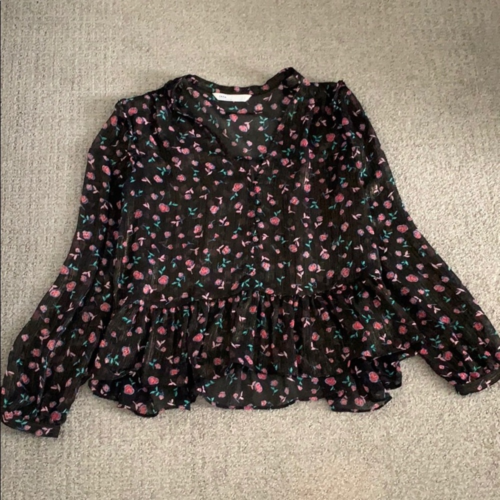 Zara floral sheer top